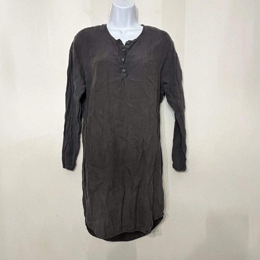Parachute Dress 100% Linen Gray Minimalist Lagenlook Natural Tunic Portugal S